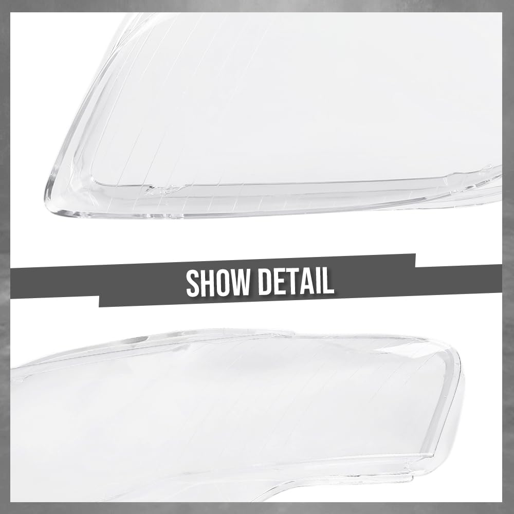 G-PLUS Headlight Lens Cover Compatible with Audi A4 B7 S4 2005-2008 Left & Right Pair Front Headlamp Lens Cover Clear