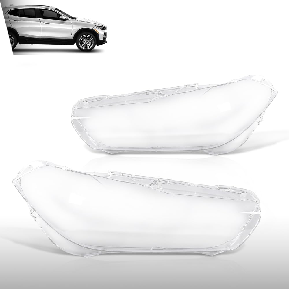 G-PLUS Headlight Lens Cover Compatible with BMW X2 F39 2018-2023 Left & Right Pair Front Headlamp Lens Cover Clear