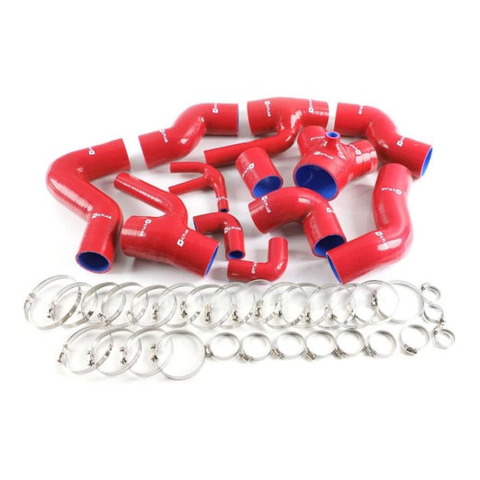 G-PLUS Silicone Boost Intercooler Piping Hose Kit Clamps Compatible with Audi S4 RS4 A6 B5 C5 2.7L Bi-Turbo 1997 1998 1999 2000 2001, Red