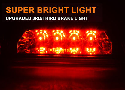 G-PLUS LED Third 3rd Brake Cargo Light Compatible With 1997 1998 1999 2000 2001 Cherokee, Rear Roof Center High Mount Stop Tail Light Replacement (Chrome Housing Red Lens)