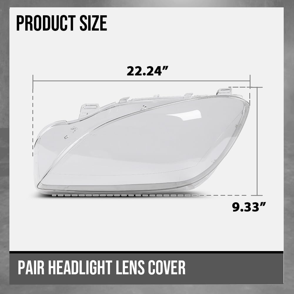 G-PLUS Headlight Lens Cover Compatible with Benz ML-Class W166 ML350 ML400 2011-2015 A1668207359, A1668205559 Left & Right Front Headlamp Lens Cover Clear