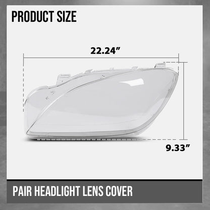 G-PLUS Headlight Lens Cover Compatible with Benz ML-Class W166 ML350 ML400 2011-2015 A1668207359, A1668205559 Left & Right Front Headlamp Lens Cover Clear