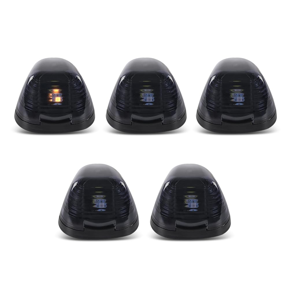 G-PLUS 5pcs Cab Roof Marker Running Lamps w/LED Lights Fit Ford E150 E250 E350 E450 F150 F250 F350 F450 F550 Super Duty Truck 1999-2017 (NOT Fit F250 - F550 2017-2018) 8C34-15442-CB, 8C34-15442-AD