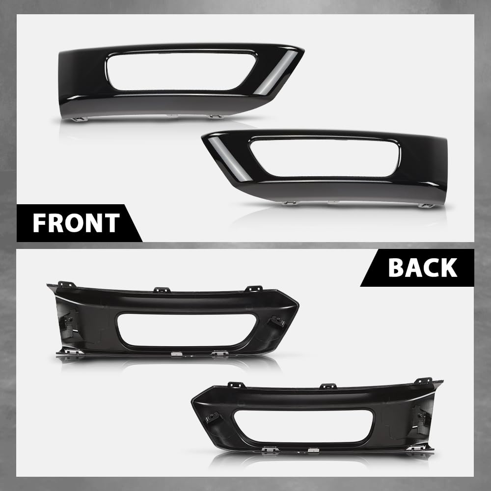 G-PLUS Pair Front Fog Light Lamp Trim Bezel Black Compatible with Land Rover Range Rover Sport Without SVR 2014-2017