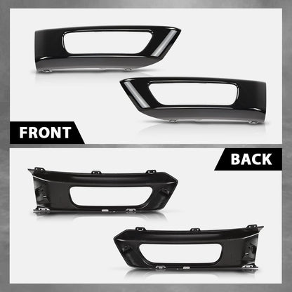 G-PLUS Pair Front Fog Light Lamp Trim Bezel Black Compatible with Land Rover Range Rover Sport Without SVR 2014-2017