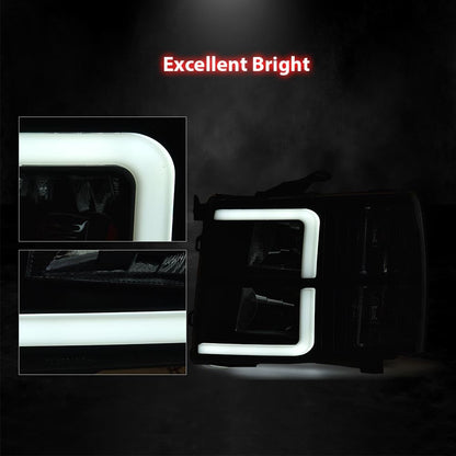 G-PLUS LED Headlights, Fit Chevy Silverado 1500 2007-2013/Fit Chevy Silverado 2500 HD 3500 HD 2007-2014 DRL Bumper Corner Headlamps W/o Bulbs Clear Lens Black Housing Clear Reflector,faros delanteros