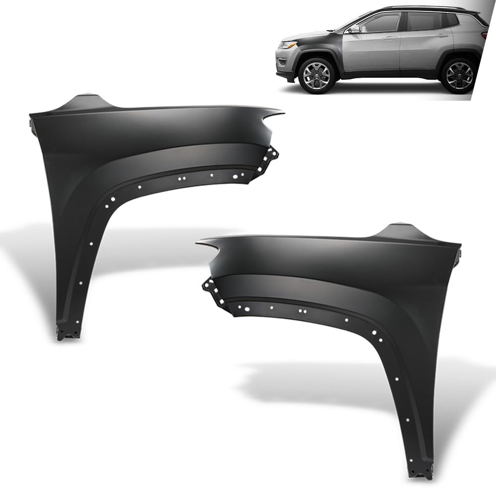 G-PLUS Front Fender Driver and Passenger Side Compatible with Jeep Compass 2017 2018 2019 2020 2021 2022 2023 2024 CH1240288, CH1241288 Black
