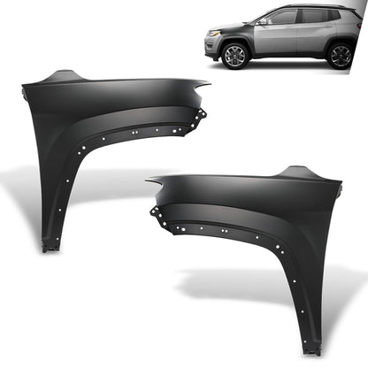 G-PLUS Front Fender Driver and Passenger Side Compatible with Jeep Compass 2017 2018 2019 2020 2021 2022 2023 2024 CH1240288, CH1241288 Black