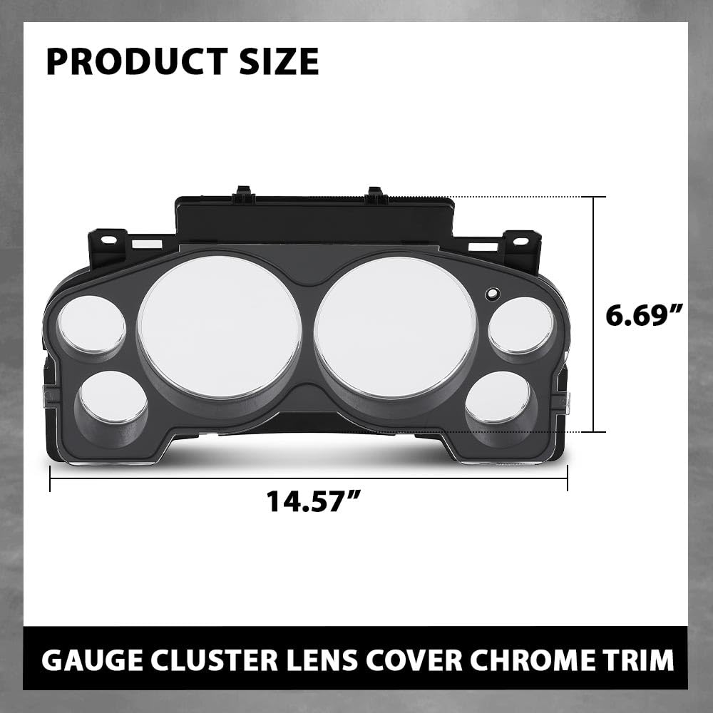 G-PLUS Gauge Cluster Lens Cover Trim Chrome Compatible with Chevy Silverado GMC Sierra Tahoe 2007-2013 10-0004B Black
