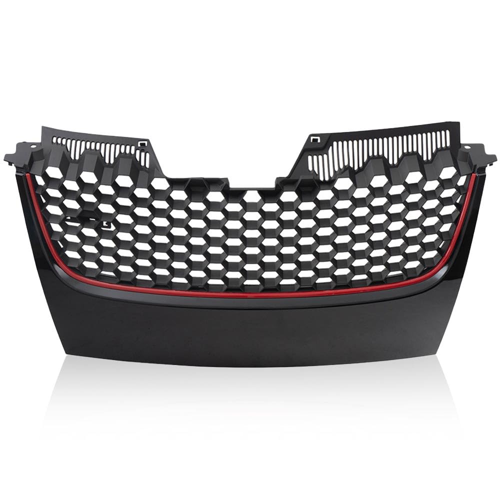 G-PLUS Front Bumper Upper Grill Grille Compatible with Volkswagen VW GTI GLI Jetta MK5 2006 2007 2008 2009 Honeycomb Style (Not Compatible with Rabbit and R32 Model)