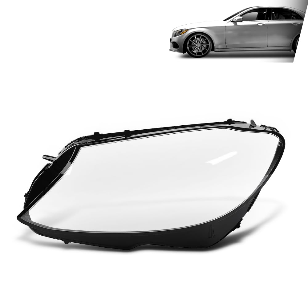 G-PLUS Headlight Lens Cover Compatible with Benz C-Class W205 2015-2017 A2059067303 Left Side Front Headlamp Lens Cover Clear