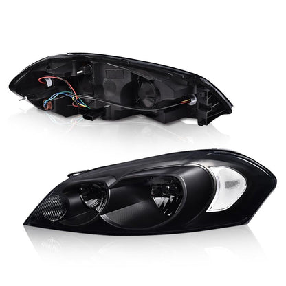 G-PLUS Headlights Assembly Fit Chevy Monte Carlo 2006 2007/Chevy Impala 2006-2013/Chevy Impala Limited 2014 2015 2016 Headlamps W/o Bulbs Smoky Lens Black Housing Clear Reflector,faros delanteros