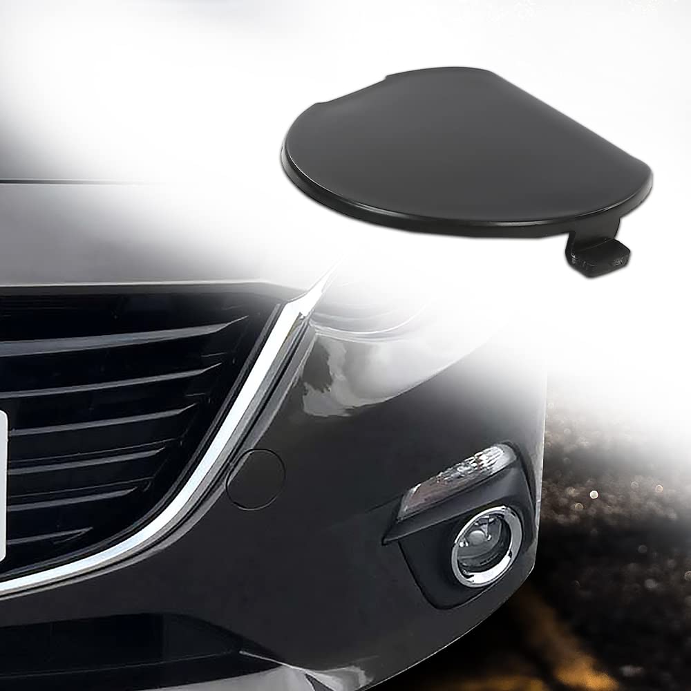 G-PLUS Front Bumper Bracket Tow Hook Cover Compatible with 2014-2016 Mazda3 Front Bumper Bracket Tow Eye Hook Cover Cap Replacement BHN150A11BB BJS750A11BB