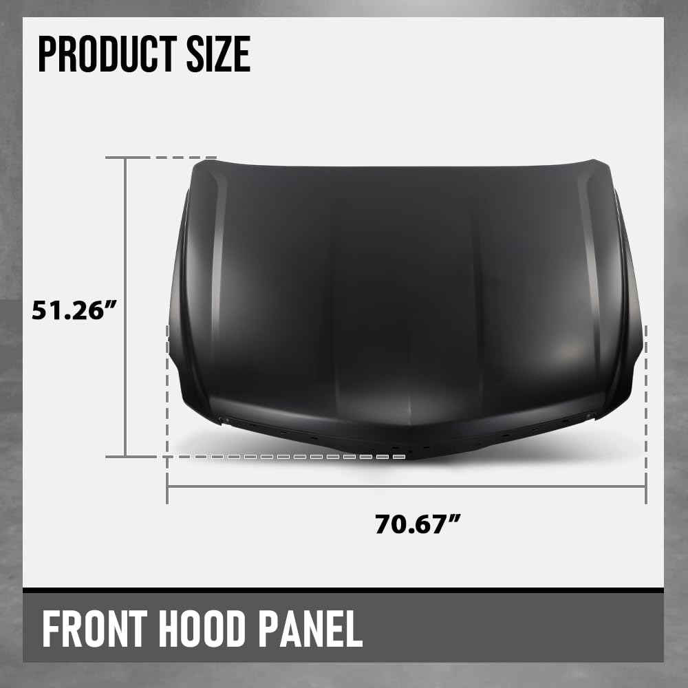 G-PLUS Front Hood Panel Primed Aluminum Compatible with Cadillac Escalade 2015-2019 Black