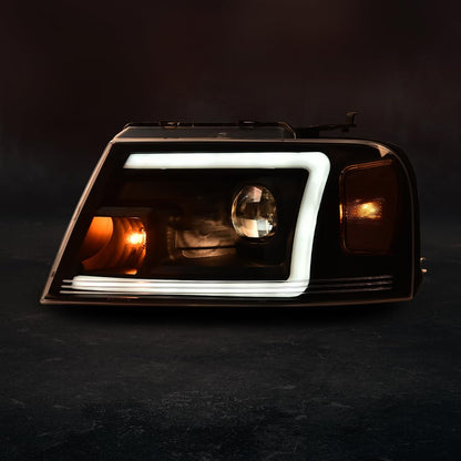 G-PLUS LED Headlights,Fit Ford F150 2004-2008/Lincoln Mark LT 2006-2008(NOT Fit 04 F150 Heritage & Flareside Beds) Clear Lens Black Housing Amber ReflectorBumper Headlamps,faros delanteros