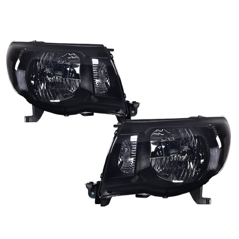 G-PLUS Headlights Compatible with Toyota Tacoma 2005-2011 Bumper Headlamps Left & Right Smoky Lens Black Housing Clear Reflector,faros delanteros