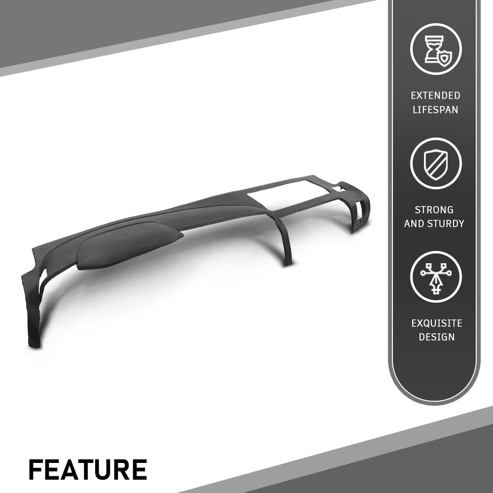 G-PLUS TPE Half Dash Board Cover w/Adhesive Compatible with Chevy Silverado LS LT WT/GMC Sierra SL SLE (NOT Fit LTZ/Denali/SLT) 2007-2013 Dual Glovebox Style Dashboard Black