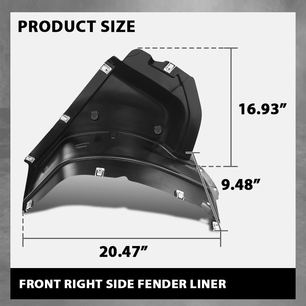 G-PLUS Fender Liner Front Passenger Right Side Compatible with Audi Q3 & Q3 Quattro 2015-2018 8U0853888D, AU1249139 Black