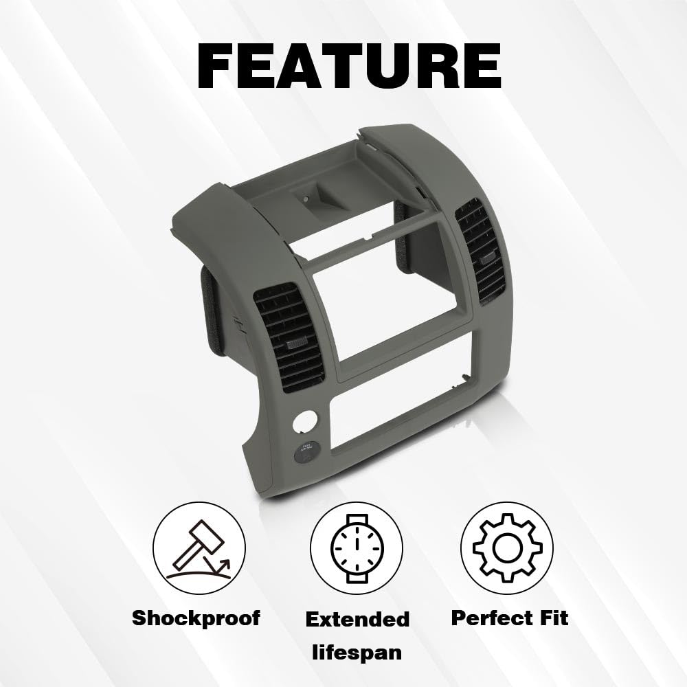 G-PLUS Center Dash Console Instrument Panel Cluster Lid Bezel Grey ABS Compatible with Nissan Frontier 2005-2020 Replacement for 68259ZP16D
