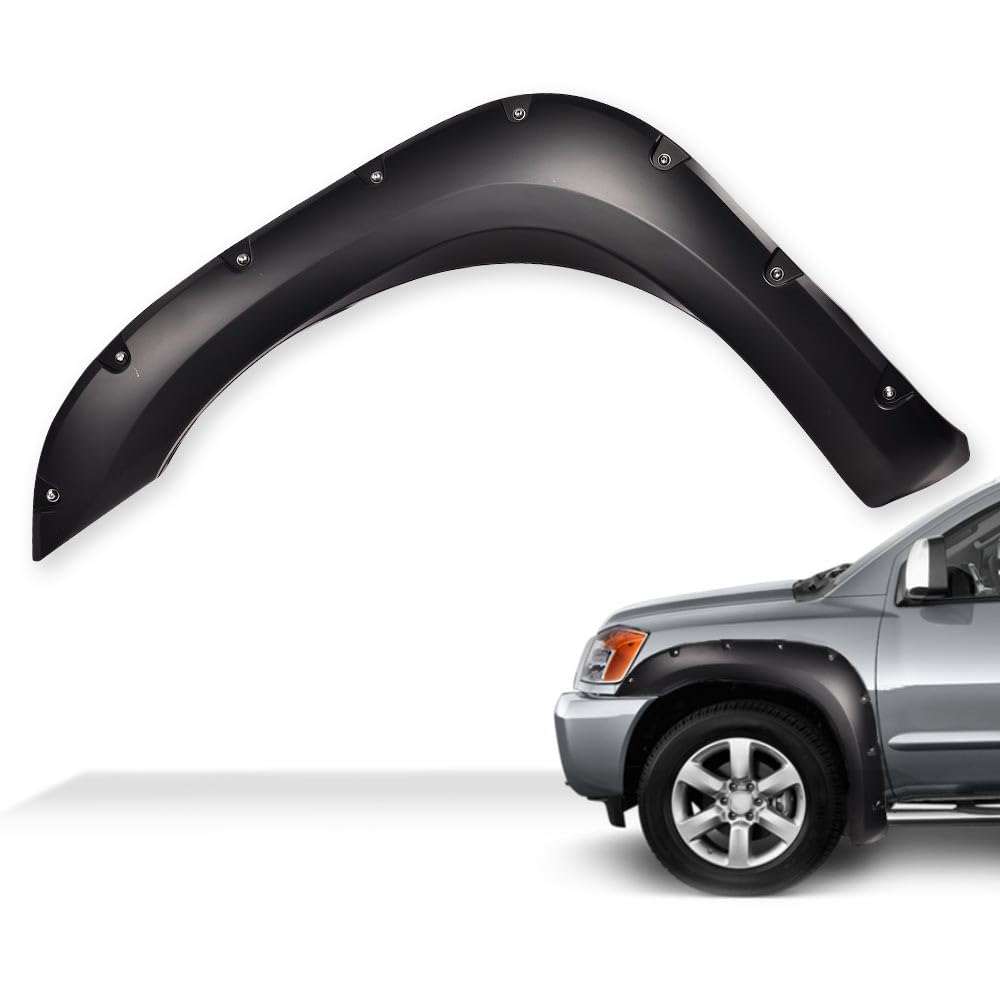 G-PLUS Fender Flares Compatible with Nissan Titan 2004-2015 w/o Bedside Lockbox, Front & Rear Wheel Cover Protector Vent Trim Smooth Pocket Riveted