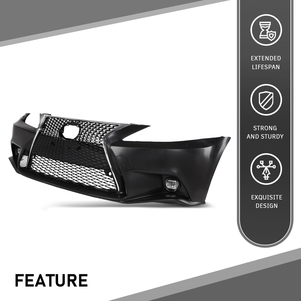 G-PLUS Front Bumper Set(Front Bumper & License Plate) Compatible with LX IS IS250 IS350 14+ F-Sport 2006-2013 2Pcs