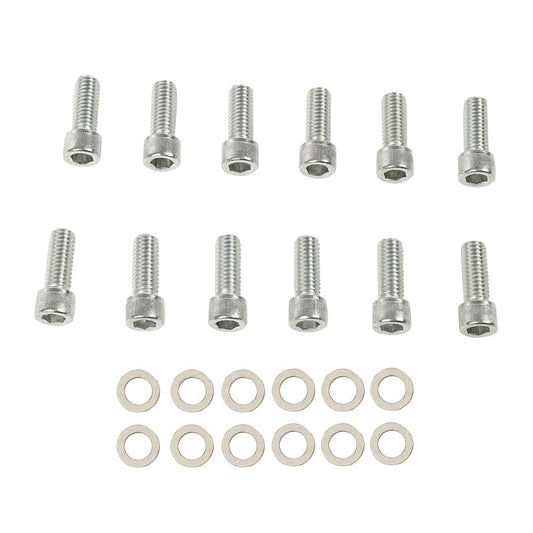 G-PLUS 12pcs SBC Stainless-Steel Hex Intake Manifold Bolt Kit for 1955-1986 Chevy Engines (265/283/302/305/327/350/400) - Silver