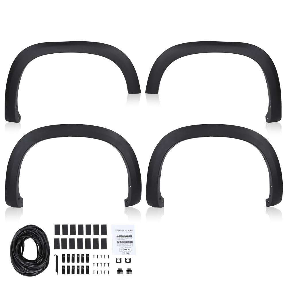 G-PLUS Fender Flares Compatible with Chevy Silverado 1500 2019-2023 Wheel Flares Not Fit Dually models (Textured Factory Style 4 PCS)