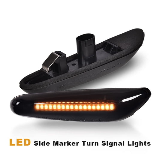 G-PLUS Front Side Marker Turn Signal Lights Assembly Driver & Passenger Side Chrome Bezel Marker Lamps Pair 63137165741 63137165742 63137253326 63133418445 Front Bumper Mounted Side Marker Light