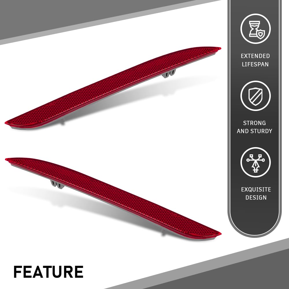 G-PLUS Pair Rear Bumper Reflector, Compatible with Ford Mustang EcoBoost 2015-2017, LH Driver & RH Driver Side 2PCS, FR3Z15A448A, FR3Z15A449A