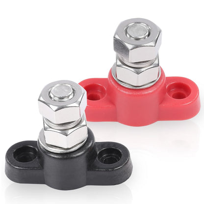 G-PLUS Junction Block Power Post Set Red & Black Insulated Terminal Stud 3/8" Stainless Terminal Distribution Block Battery Wire Power Distribution Terminal Block