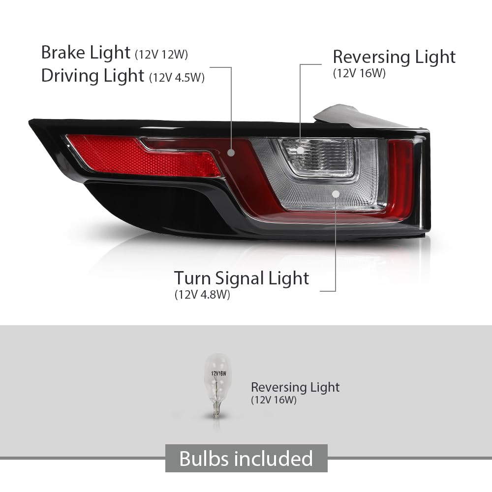 G-PLUS LED Tail Lights Rear Brake Lamps Compatible with Range Rover Evoque 2012-2018 Pair LR025146, LR025147 Luces Traseras Rear Brake Lamps Assembly