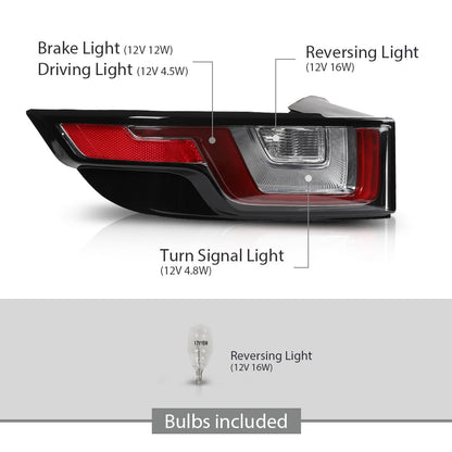 G-PLUS LED Tail Lights Rear Brake Lamps Compatible with Range Rover Evoque 2012-2018 Pair LR025146, LR025147 Luces Traseras Rear Brake Lamps Assembly