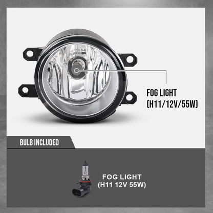 G-PLUS Bumper Fog Lights Lamps+Switch+Sliver Cover Bezels Compatible with Toyota Avalon 2013-2015 812200W040, 8122008020, 812100W050, 8121008020, 5212807040, 5212707060, TO2592124, TO2592133 White
