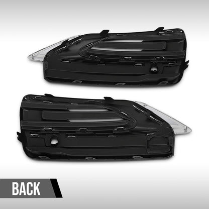 G-PLUS Bumper Fog Light Grille Grill Trim Front Left & Right Side Compatible with Volvo XC90 2020-2024 31663514, 31663515 Chrome Black
