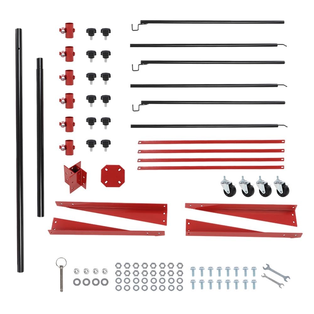 G-PLUS Auto Body Door Fender Panel Holder Tree Center Post Hang Paint Stand Adjustable Black&Red Steel Powder Coated #Size: L 29 (in) * W 29 (in) * H 73-3/8 (in)