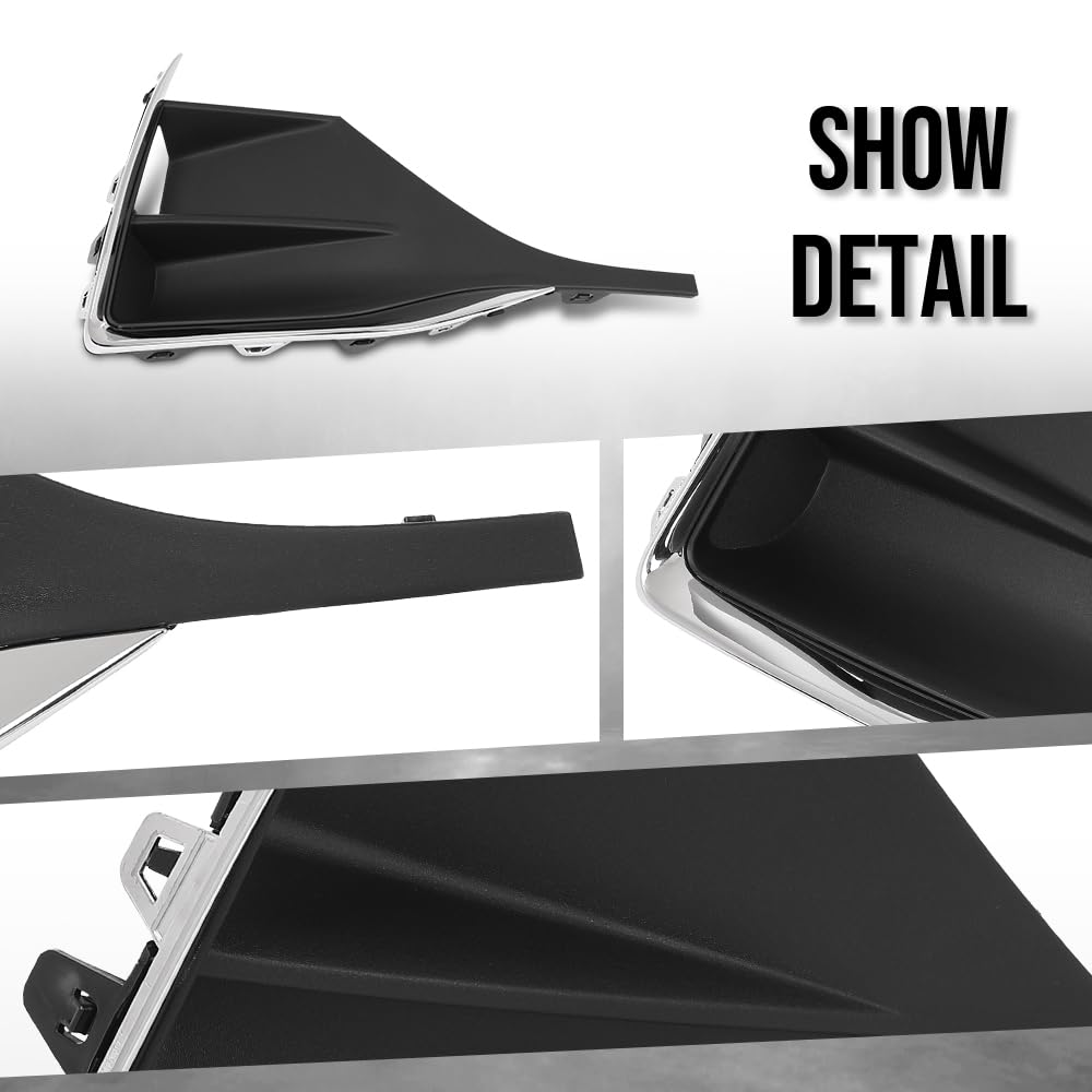 G-PLUS Front Right Passenger Side Fog Light Trim Compatible with Buick Encore GX 2020 2021 2022 42660272, GM1047137 Chrome Black