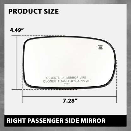 G-PLUS Side Mirror Glass Right Passenger Side Compatible with Chrysler 200 300 2011-2017, Fit Dodge Charger 2011-2021 Fit for Model with Power Heated Manual Folding Mirrors Only