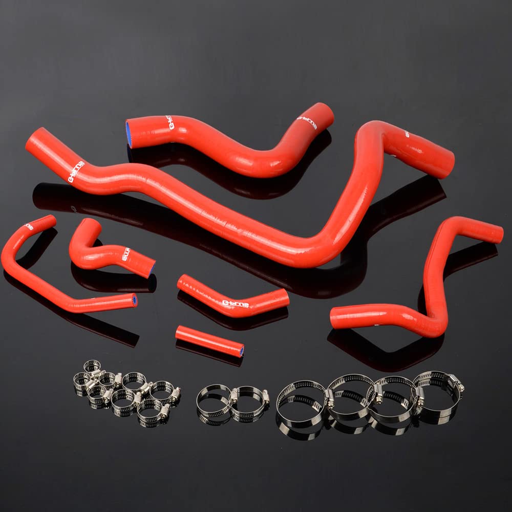 G-PLUS High Performance 7PCS Silicone Radiator Hose Pipe Clamps Kit Compatible with Volvo 850 T-5 1997 / S70 1998-2000 / V70 1998-2004 Red