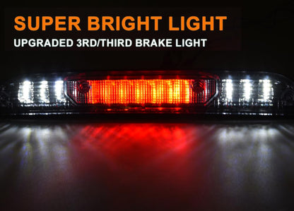 Compatible with Ford F150 2015 2016 2017 2018 2019 LED 3rd Third Brake Light Rear High Mount Cargo Stop Lamp Clear Lens Black Housing
