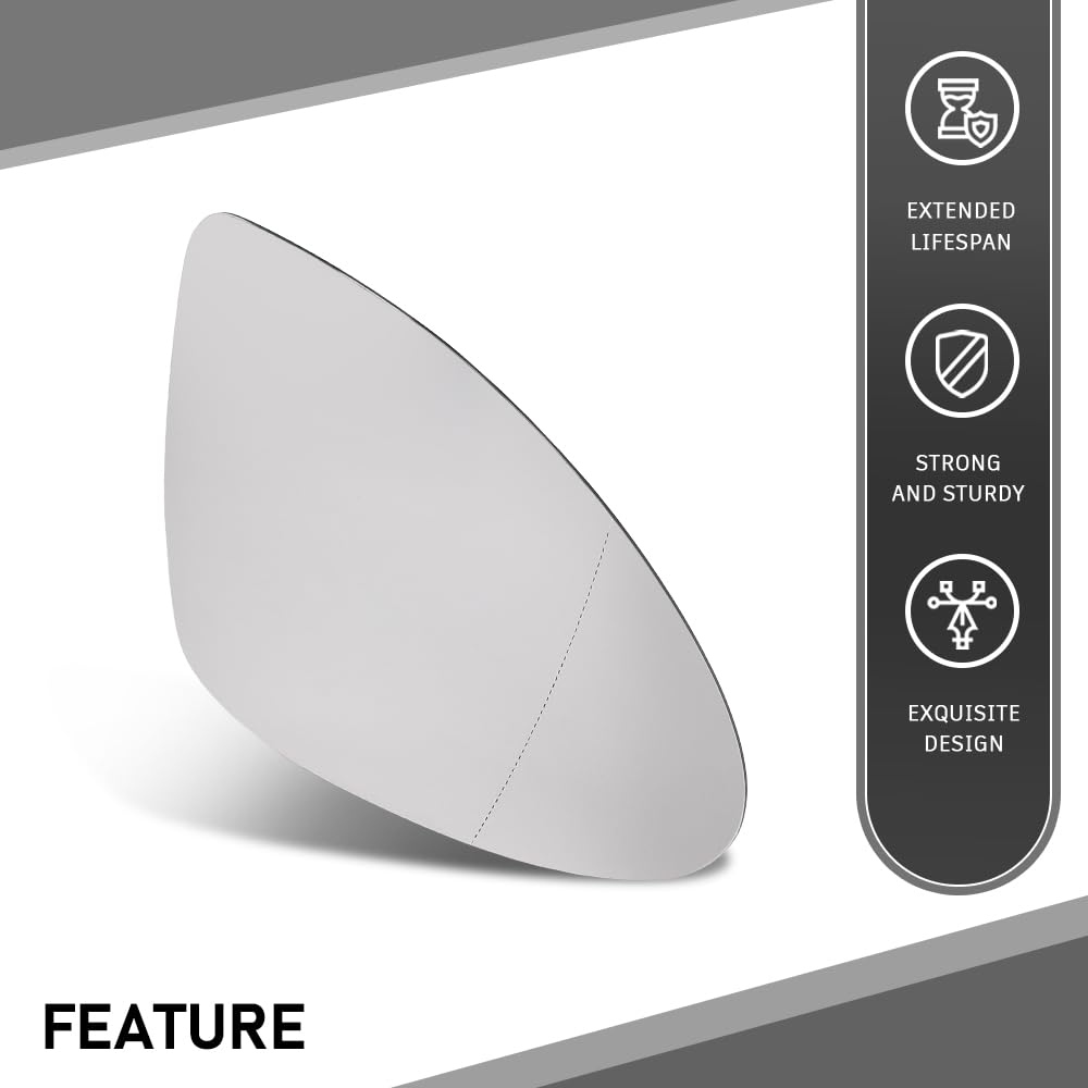 G-PLUS Right Rear View Mirror Glass, Compatible with Porsche Cayenne 2011-2017 with Heat, Passenger Side, 958-731-522-20, 95873152221, 95873152220