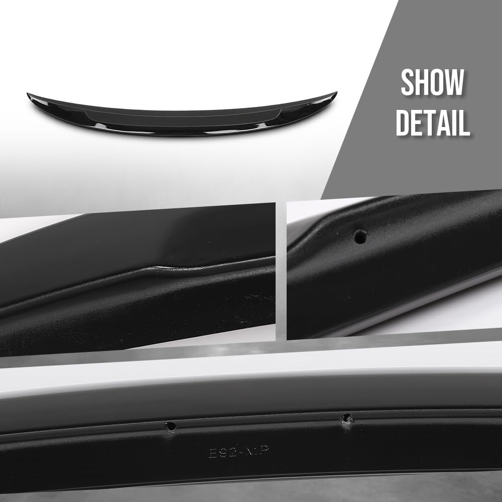 G-PLUS Rear Trunk Spoiler Wing Compatible with BMW 3 Series E92 Coupe 2007-2013 Fit BMW M3 E92 Coupe 2006-2013 Rear Trunk Spoiler Lip Glossy Black