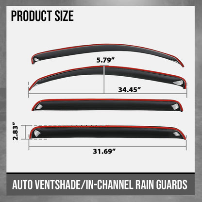 G-PLUS in-Channel Window Ventvisor Sun Rain Guards Side Wind Deflector Compatible with Toyota Tundra Crewmax Cab 2007-2021 Not Fit Double Cab Smoky