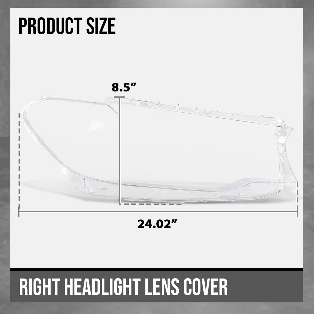 G-PLUS Headlight Lens Cover Compatible with BMW 5 Series G30 G31 G38 2017-2020 Fit BMW 520i 530i 540i 550i (xDrive) 2016-2019 Right Side 63117214961, 7214961 Front Headlamp Lens Cover Clear