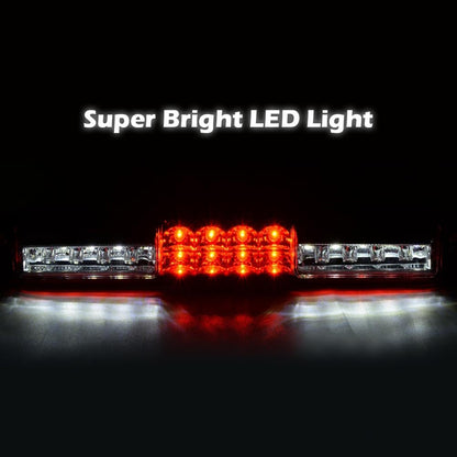 G-PLUS Headlight Assembly & LED 3rd Third Brake Light Compatible with Chevy Silverado GMC Sierra 1500 2500HD 3500 1999-2006 Chrome Housing Red & Clear Lens Black Housing Clear Reflector