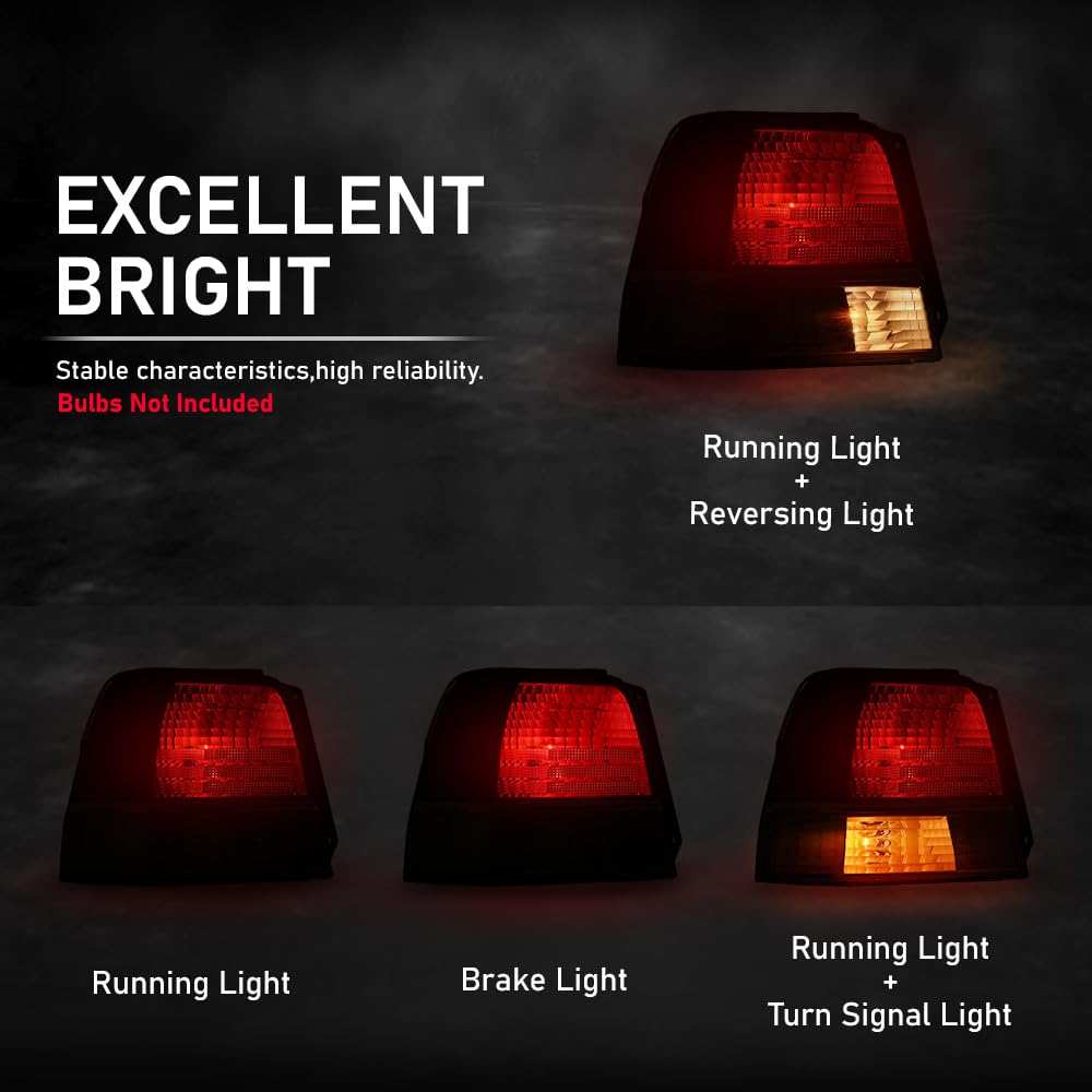 G-PLUS PairTail Light Assembly Rear Brake Lamp, Compatible with Toyota Tercel 1995-1999, Red Lens LH & RH 2PCS, 8156116530, 8156016630 Luces Traseras
