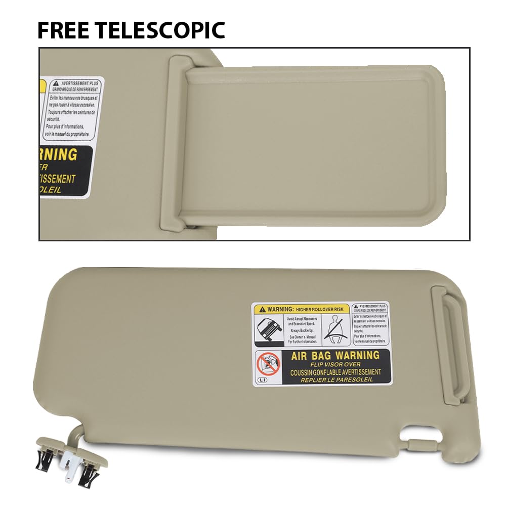 G-PLUS Beige Left Side Sun Visor with Mirror Compatible with Toyota RAV4 2006-2013 74320-42501-A1
