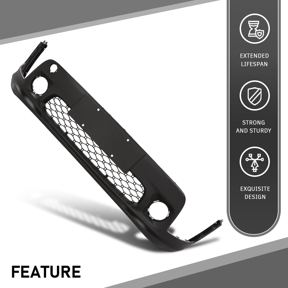G-PLUS Front Lower Bumper Cover Compatible with Jeep Renegade 2019-2023, Fit Models w/o Parking Aid Sensor Holes, 6VZ71LXHAA, CH1015139, Primed Black