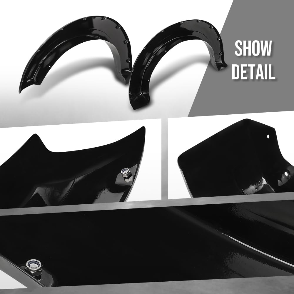 G-PLUS 4PCS Fender Flares Compatible with Ford F250 F350 Super Duty 2017 2018 2019 2020, Not Fit Dually Models, Smooth Pocket Riveted Black