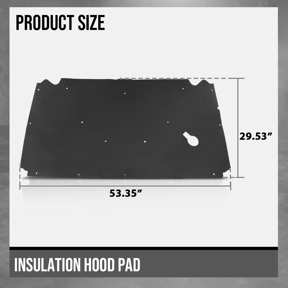 G-PLUS Hood Insulation Pad 1/2" with Clips Compatible with Jeep Grand Cherokee ZJ 1993-1998 Black