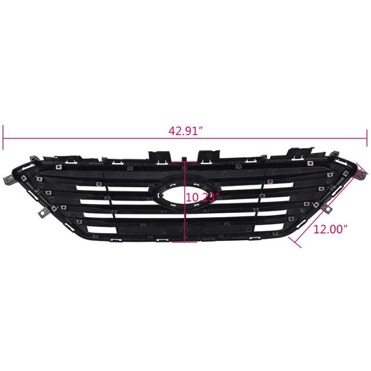 G-PLUS Front Bumper Upper Grille Insert, Compatible with Hyundai Sonata 2015 2016 2017 2015-2017 Chrome Grill Replacement (Black)